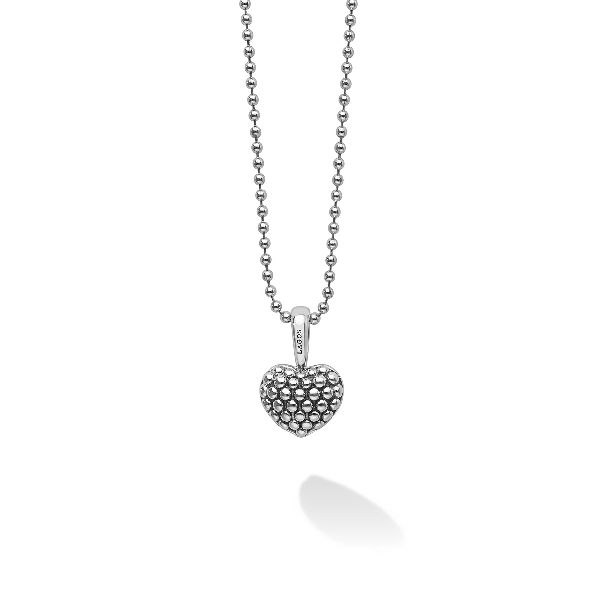 Signature Caviar Silver Caviar Beaded Heart Pendant Necklace