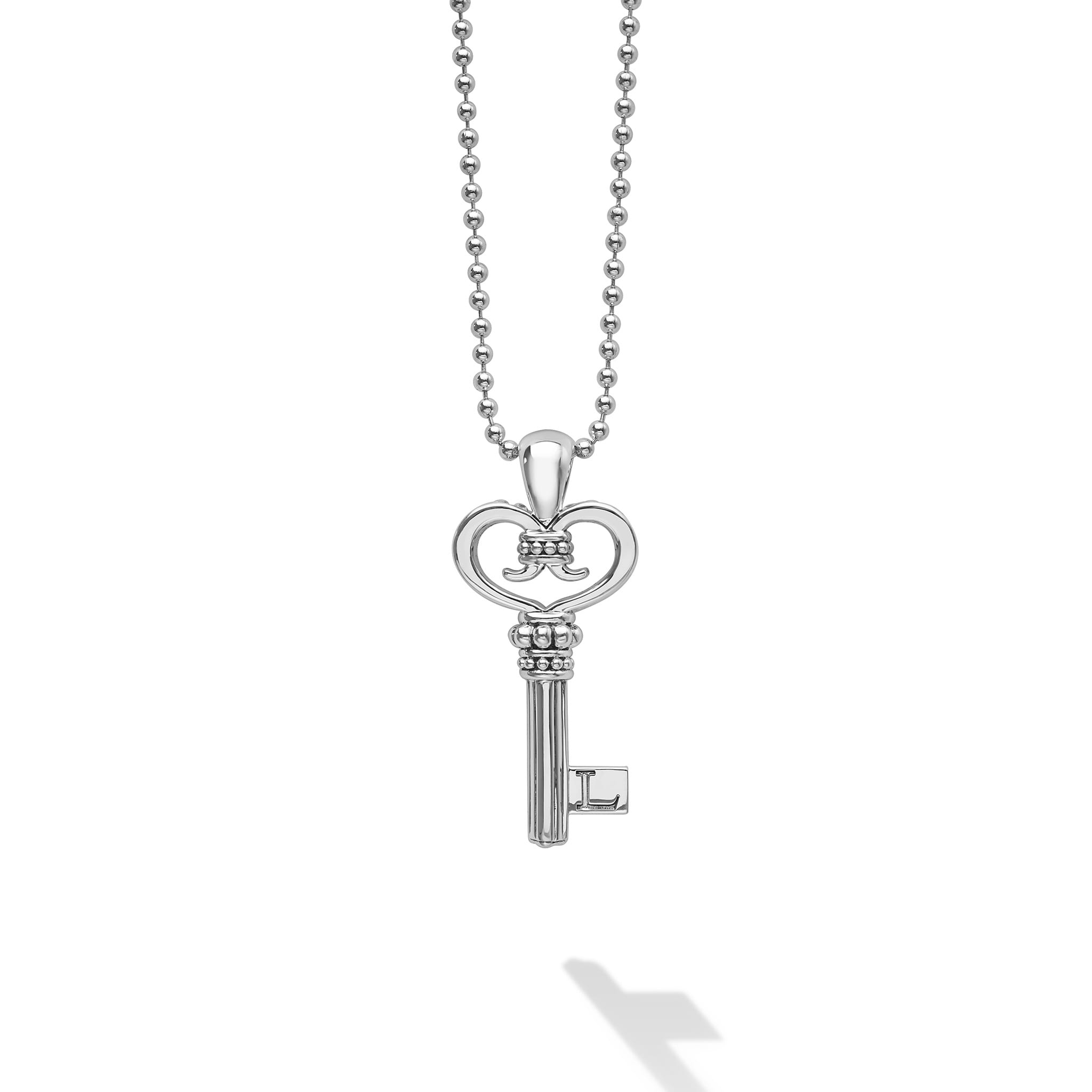 Signature Caviar Silver Key Pendant Necklace