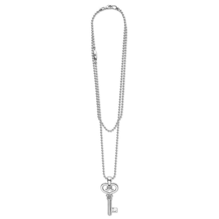 Signature Caviar Silver Key Pendant Necklace