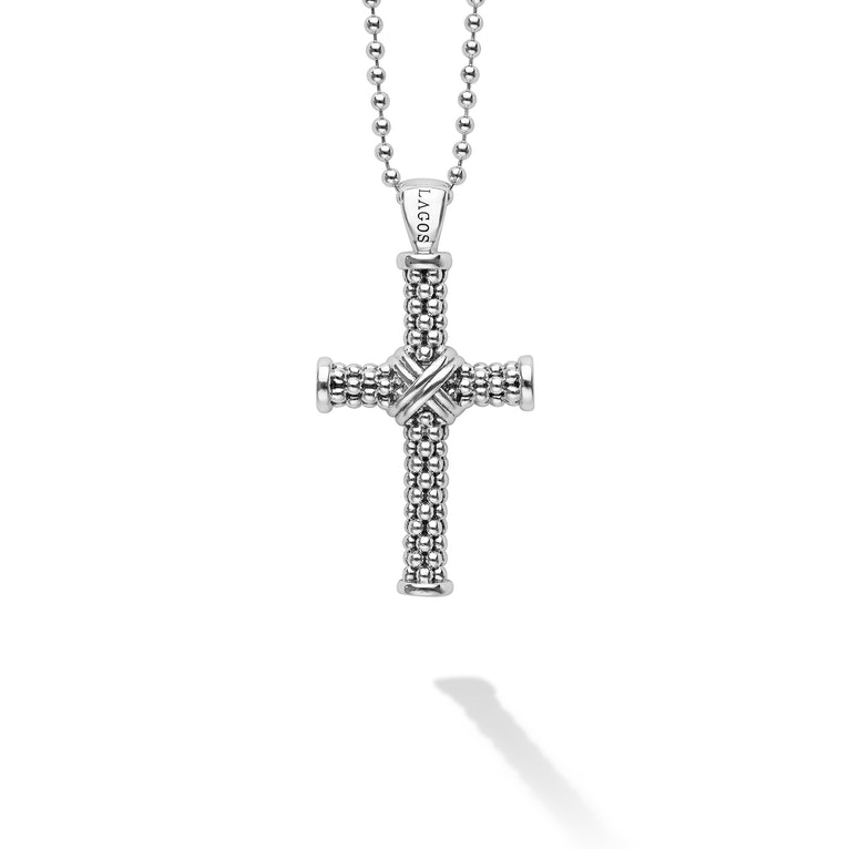 Signature Caviar Caviar Beaded Cross Pendant Necklace