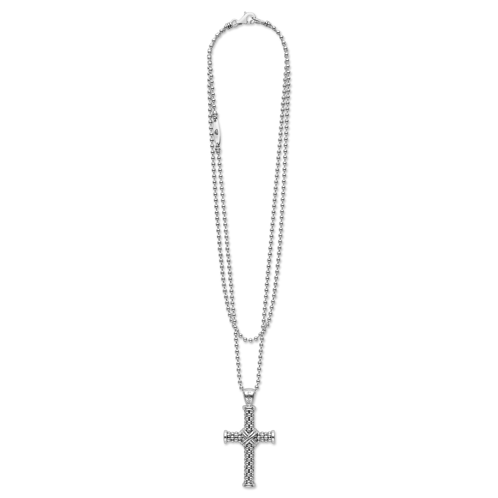 Signature Caviar Caviar Beaded Cross Pendant Necklace