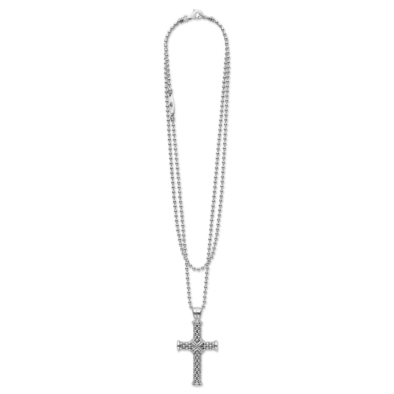 Signature Caviar Caviar Beaded Cross Pendant Necklace