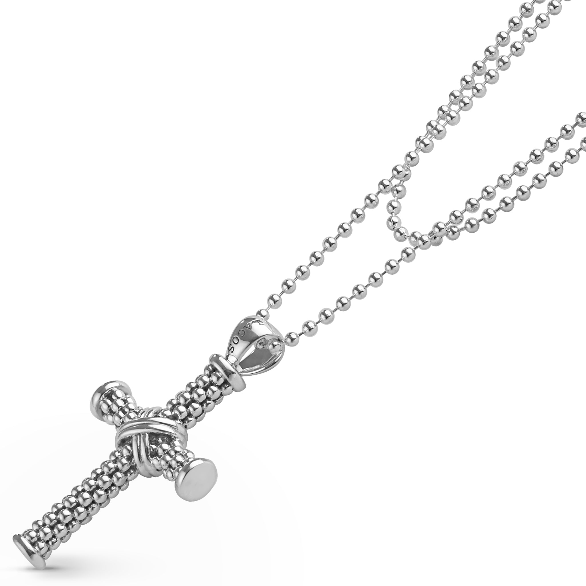 Signature Caviar Caviar Beaded Cross Pendant Necklace