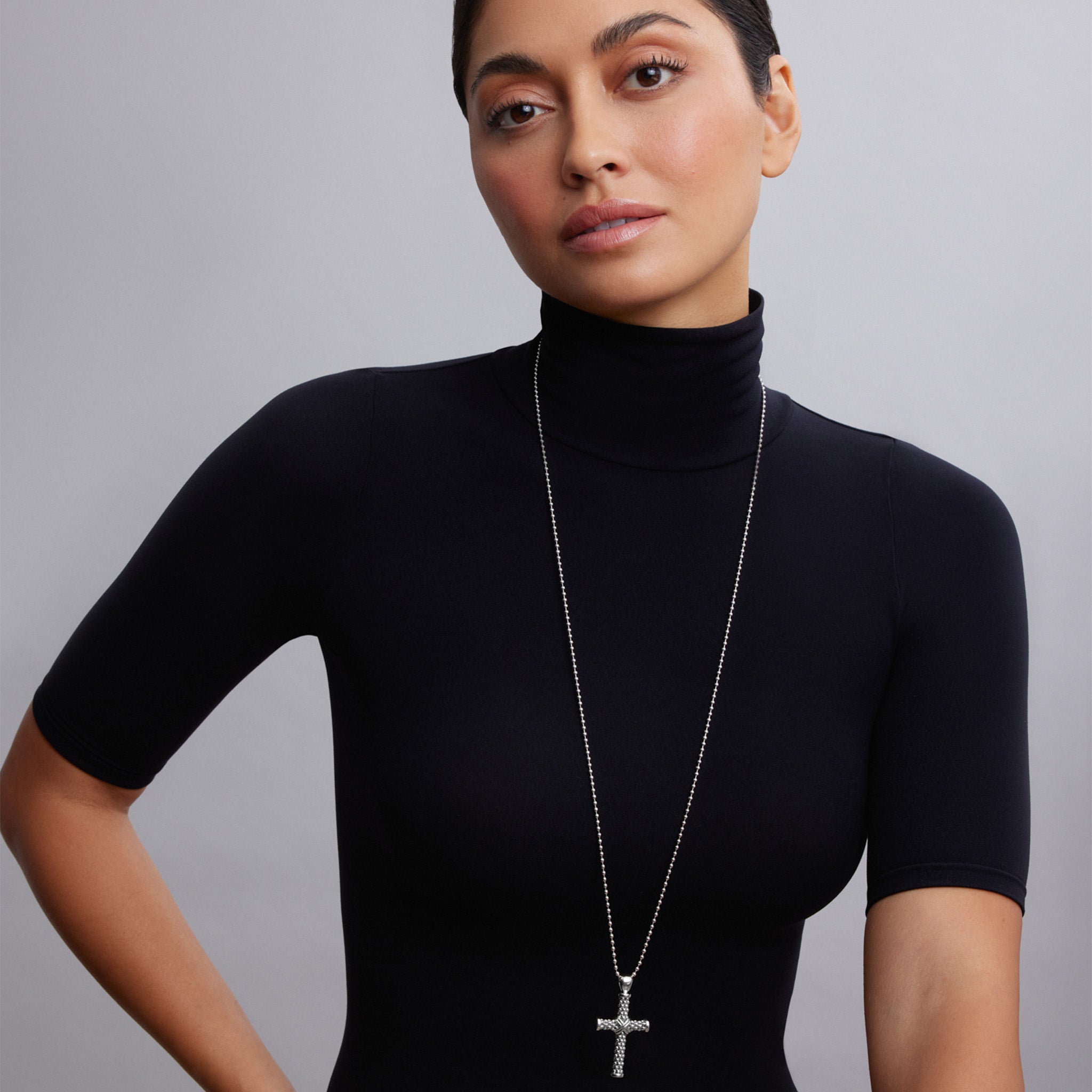 Signature Caviar Caviar Beaded Cross Pendant Necklace