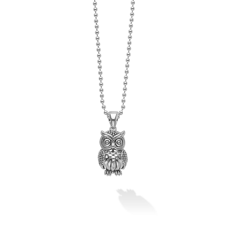 Rare Wonders Silver Owl Pendant Necklace
