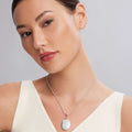 Female model wearing Oval Pendant Necklace
