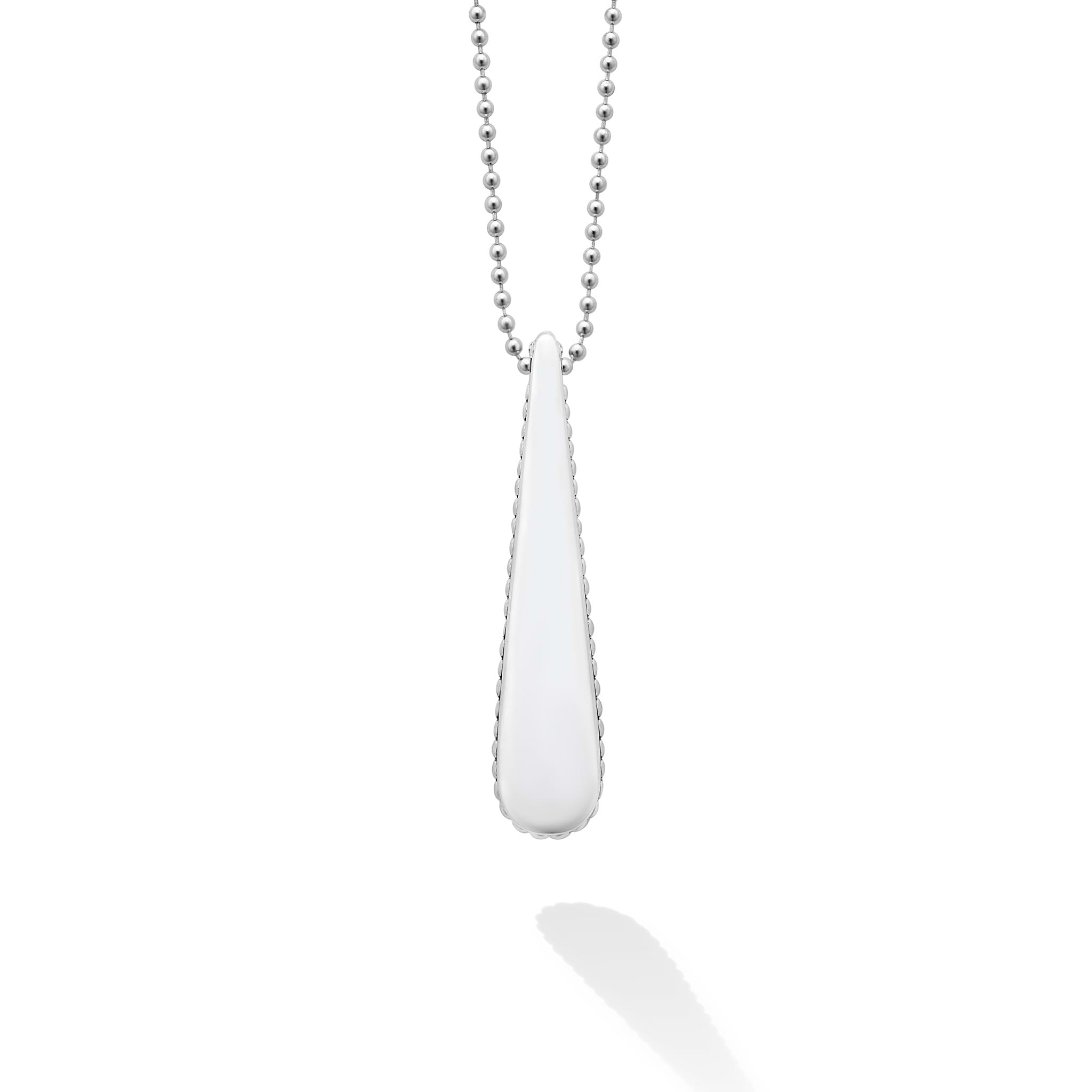 Signature Caviar Smooth Silver Drop Pendant Necklace