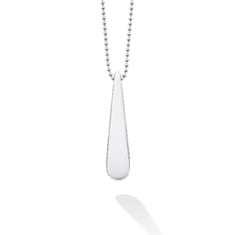 Signature Caviar Smooth Silver Drop Pendant Necklace