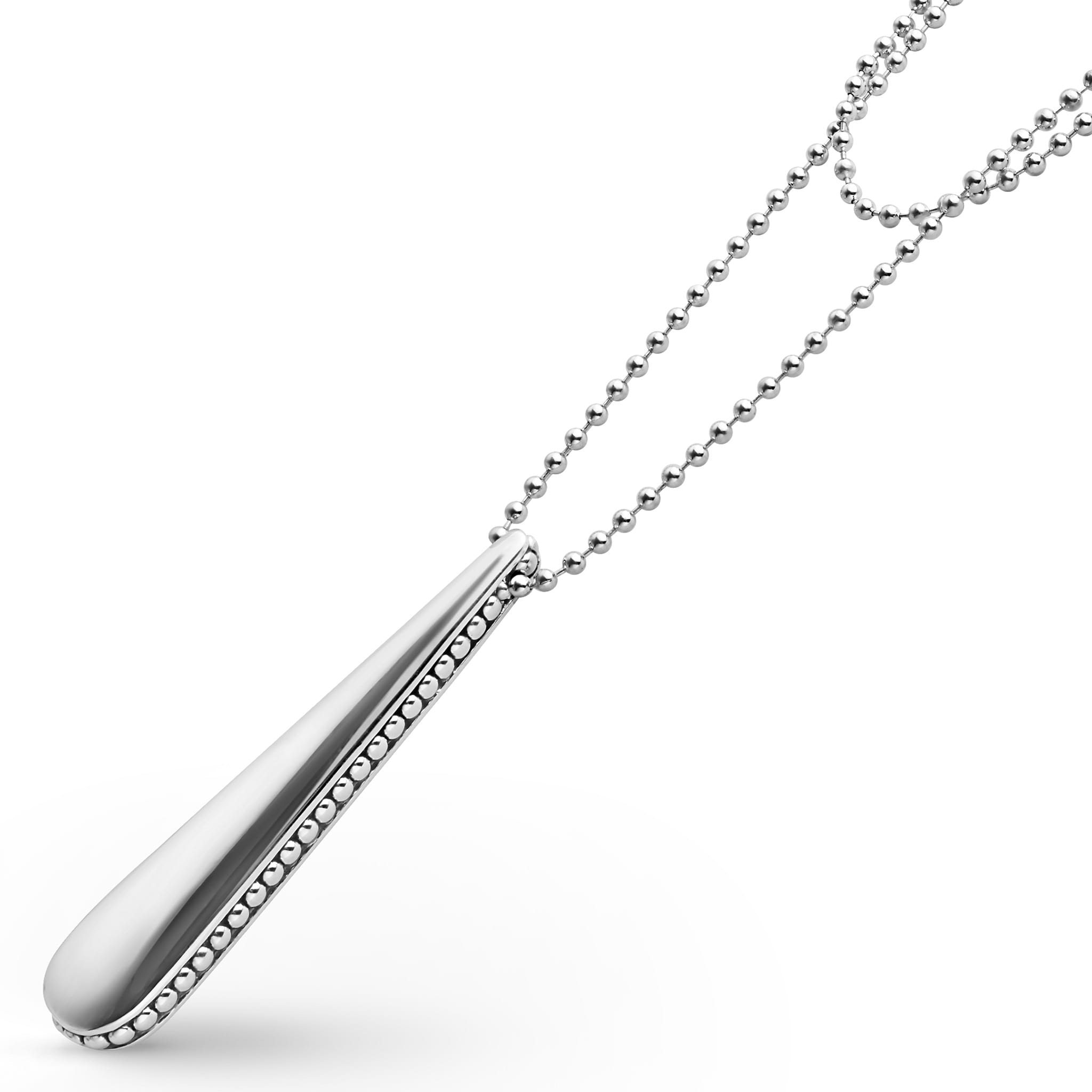 Signature Caviar Smooth Silver Drop Pendant Necklace