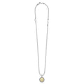 Signature Caviar A Initial Charm Necklace with sterling silver chain, 18K gold medallion, silver beads, and open-heart detail, featuring a lowercase “a” charm.