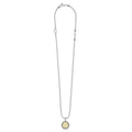 Signature Caviar F Initial Charm Necklace in sterling silver with an 18K gold medallion, featuring a scalloped beaded border and a lowercase i initial.