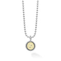 Signature Caviar R Initial Charm Necklace features an 18K gold R pendant with silver caviar beading on a sterling silver ball chain.