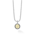 Signature Caviar Y Initial Charm Necklace in sterling silver and 18K gold features a Y charm with caviar beading on a ball-chain necklace.