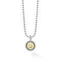 Signature Caviar Z Initial Charm Necklace in sterling silver with 18K gold center, featuring a Z initial and caviar beading on a ball chain.