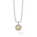 Signature Caviar Cancer Zodiac Charm Necklace featuring a sterling silver ball chain and an 18K gold pendant with Cancer symbol, adorned with caviar beading.