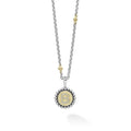 Our Signature Caviar sterling silver and 18K gold initial 'B' diamond charm finished on a sterling silver and 18K gold Caviar beaded necklace.