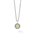 Our Signature Caviar sterling silver and 18K gold initial 'C' diamond charm finished on a sterling silver and 18K gold Caviar beaded necklace.
