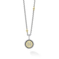 Signature Caviar N Initial Diamond Charm Necklace in sterling silver and 18K gold, featuring caviar beading and a diamond-accented N pendant.
