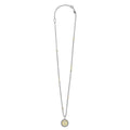 Signature Caviar T Initial Diamond Charm Necklace features a sterling silver chain with 18K gold accents and a diamond-studded T on a caviar beaded pendant.