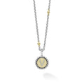Signature Caviar V Initial Diamond Charm Necklace in sterling silver and 18K gold with a pave-set V medallion, featuring caviar beading and bead accents.