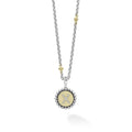 Signature Caviar X Initial Diamond Charm Necklace featuring sterling silver and 18K gold. Round disc with diamond-accented X, silver chain with gold accents.