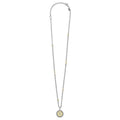 Signature Caviar Y Initial Diamond Charm Necklace featuring a sterling silver chain with 18K gold bead accents, and a Y initial medallion with crystal stones.