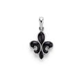 Black agate gemstone and sterling silver form this Fleur De Lis amulet.