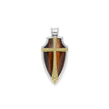 Tiger eye gemstone accented by sterling silver and 18K gold Caviar beading form this shield amulet.