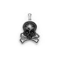 Artfully crafted skull amulet made of black agate gemstone and sterling silver.