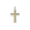 18K gold Caviar beading surrounded by sterling silver form this cross amulet.