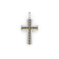 18K gold and sterling silver Caviar beading form this two tone cross amulet.