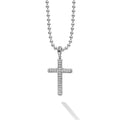 Diamonds and sterling silver Caviar beading form this cross amulet. Finished on a sterling silver ball chain necklace. LAGOS diamonds are the highest quality natural stones.