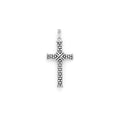Smooth sterling silver Caviar beading forms this cross amulet.