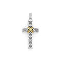 18K gold and sterling silver Caviar beading form this two tone cross amulet.
