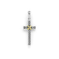 18K gold and sterling silver Caviar beading form this two tone cross amulet.