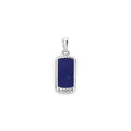 Lapis gemstone accented by sterling silver Caviar beading forms this statement tag amulet.