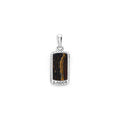 Tiger Iron gemstone accented by sterling silver Caviar beading forms this statement tag amulet.