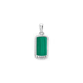 Malachite gemstone accented by sterling silver Caviar beading forms this statement tag amulet.