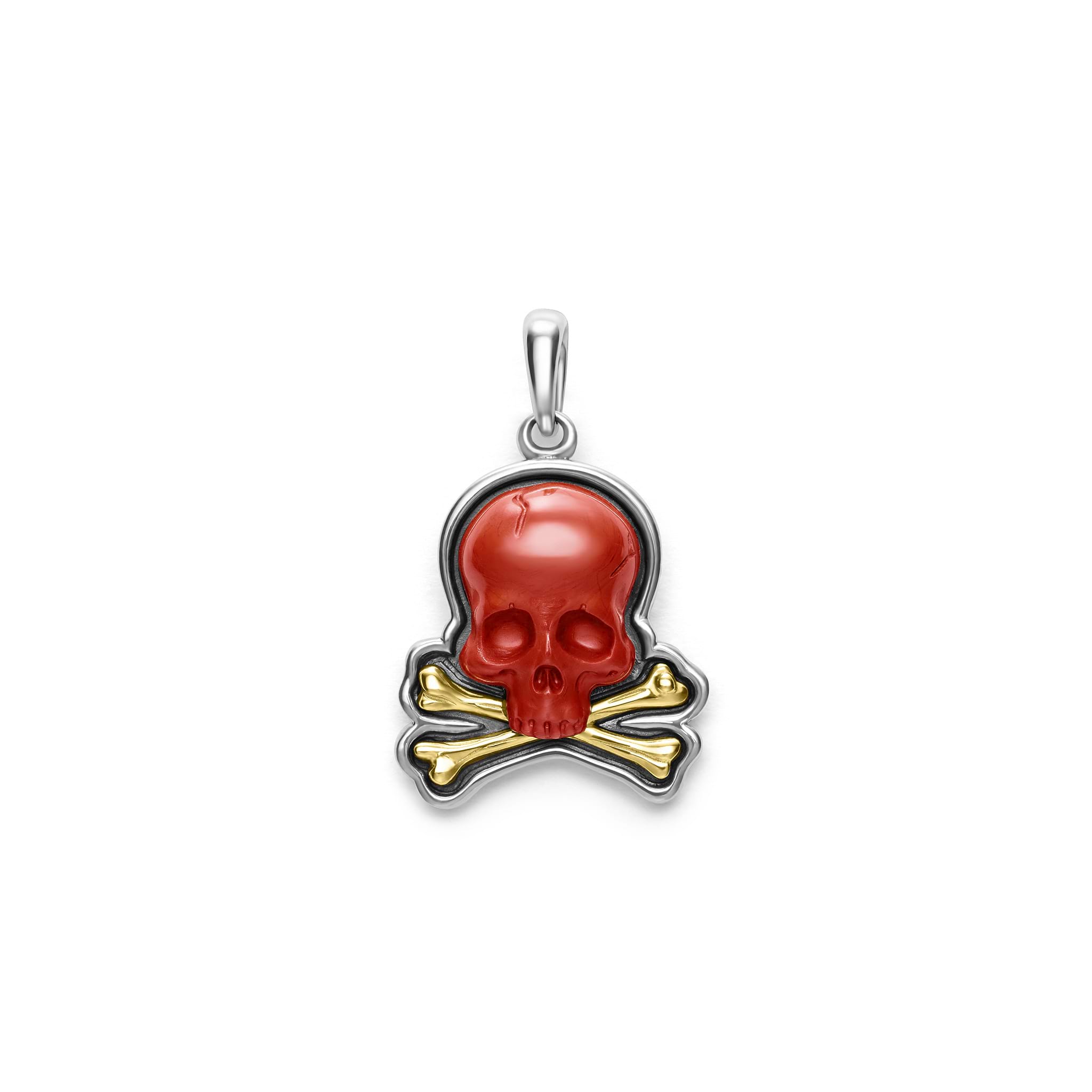 Two-Tone Red Jasper Skull and Bones Amulet | LAGOS Jewelry