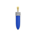 Matte ultramarine ceramic, sterling silver, and 18K gold form this blade motif amulet.
