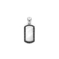 Black diamonds accented by smooth sterling silver and Caviar beading forms this statement tag amulet. LAGOS diamonds are the highest quality natural stone.