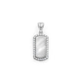 Sterling silver surrounded by diamonds forms this statement tag amulet. LAGOS diamonds are the highest quality natural stone.