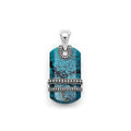 Black turquoise gemstone accented by sterling silver Caviar beading forms this tag amulet. Perfect for everyday wear.