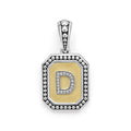 Our Signature Caviar sterling silver and 18K gold octagon initial 'D' charm accented with diamonds. Chain sold separately. LAGOS diamonds are the highest quality natural stones.