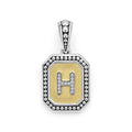 Our Signature Caviar sterling silver and 18K gold octagon initial 'H' charm accented with diamonds. Chain sold separately. LAGOS diamonds are the highest quality natural stones.