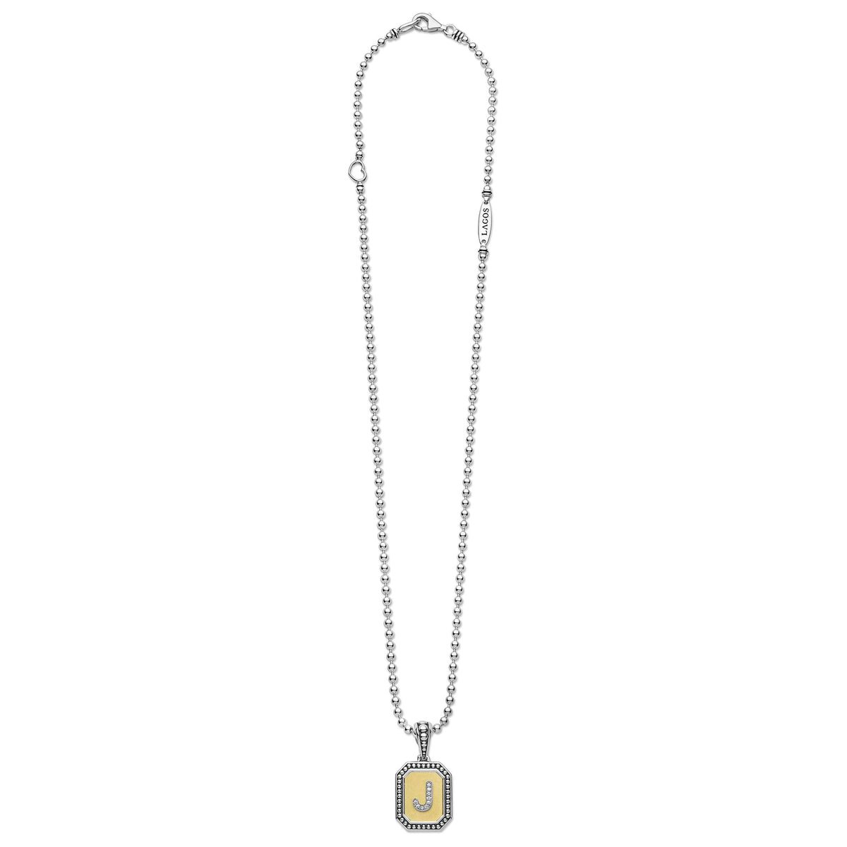 Octagon Diamond J Initial Charm Necklace | LAGOS Jewelry
