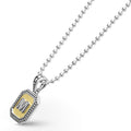Side view of  Octagon Diamond M Initial Charm Necklace