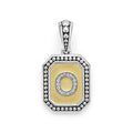 Our Signature Caviar sterling silver and 18K gold octagon initial 'O' charm accented with diamonds. Chain sold separately. LAGOS diamonds are the highest quality natural stones.