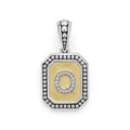 Our Signature Caviar sterling silver and 18K gold octagon initial 'Q' charm accented with diamonds. Chain sold separately. LAGOS diamonds are the highest quality natural stones.