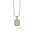 Our Signature Caviar sterling silver and 18K gold octagon initial 'V' charm accented with diamonds finished on a sterling silver ball chain necklace. LAGOS diamonds are the highest quality natural stones.